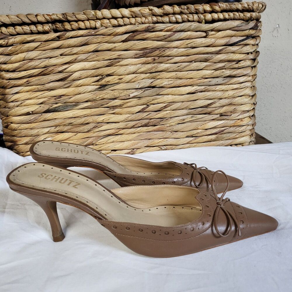 SCHUTZ Brown Heeled Mules